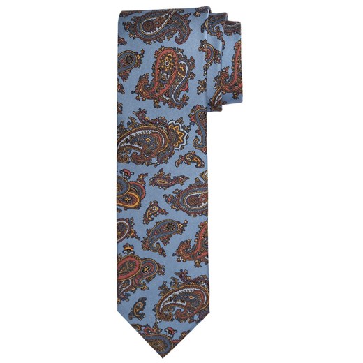 Błękitny jedwabny krawat Profuomo Vintage w paisley