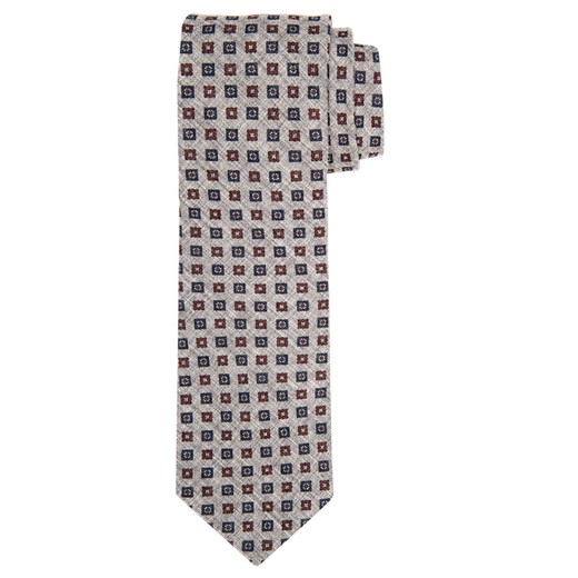 Szary wełniany krawat Profuomo w granatowy i bordoy wzór