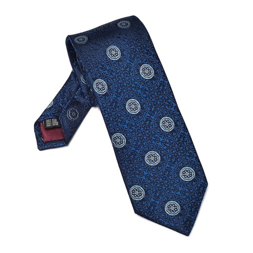 Elegancki granatowy krawat VAN THORN we wzór