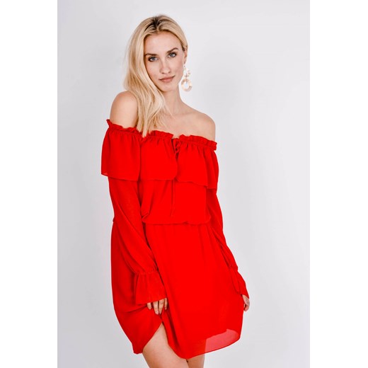 Czerwona sukienka Zoio gładka mini 