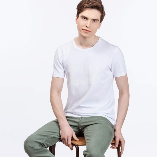 T-shirt męski Lacoste biały na wiosnę z krótkim rękawem 