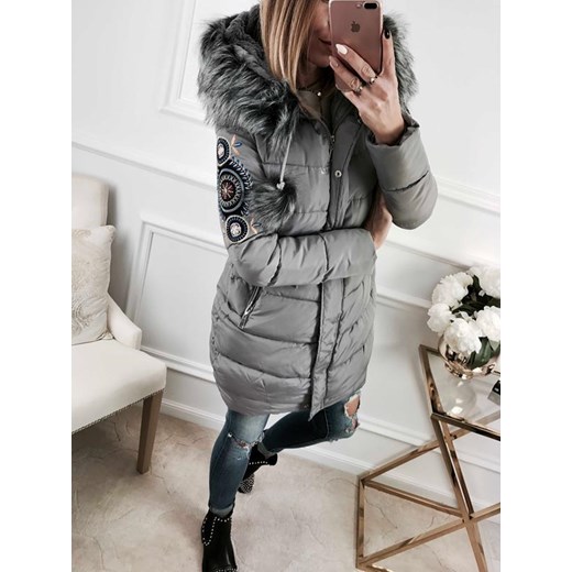 KURTKA PUCHOWA DAMSKA HAFT GREY Kenza.pl S