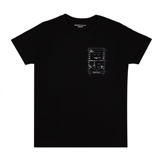 T-shirt męski czarny Hermetic Square bawełniany z krótkimi rękawami 