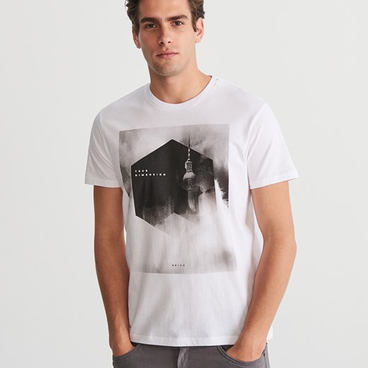 Reserved - T-shirt z nadrukiem - Biały Reserved  XL 