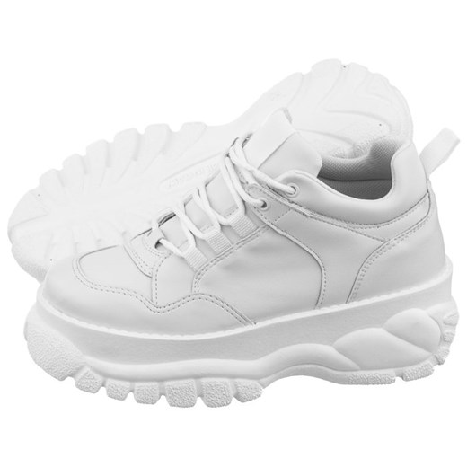 Sneakersy damskie białe Altercore gładkie na platformie ze skóry ekologicznej sznurowane wiosenne 