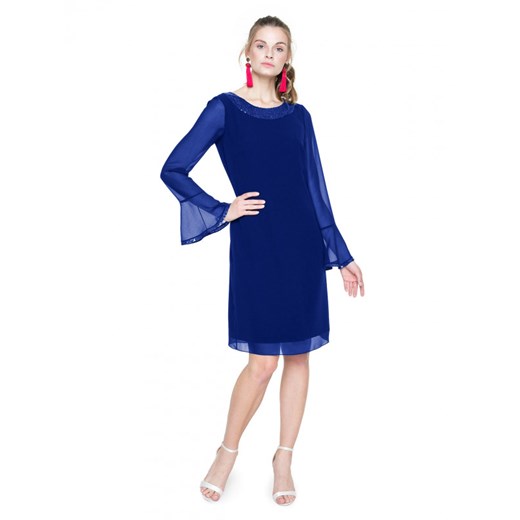 Sukienka L’af z długim rękawem niebieska glamour ołówkowa 