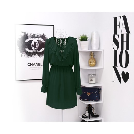 Sukienka zielona z długimi rękawami casual mini 
