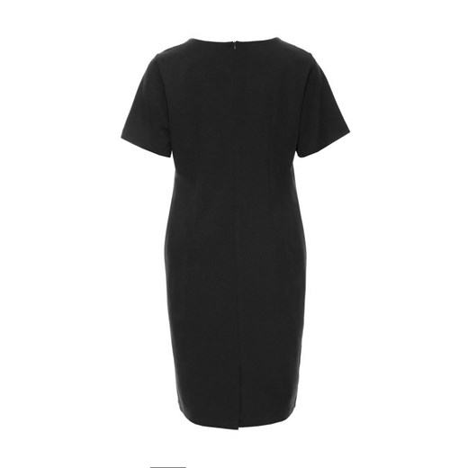 Sukienka wyszczuplająca midi z krótkimi rękawami z okrągłym dekoltem biznesowa Odzież Damska GL czarny YBFD