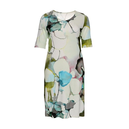 Sukienka z krótkim rękawem dla puszystych z elastanu w abstrakcyjnym wzorze 