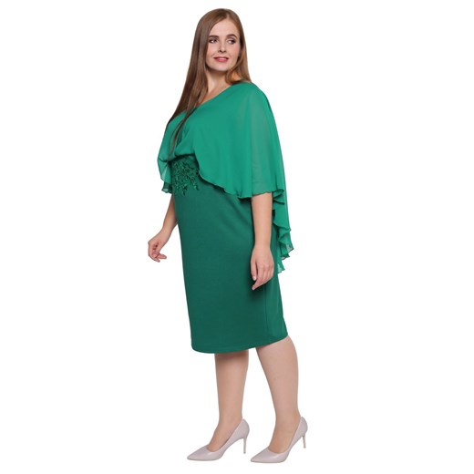 Sukienka zielona z długim rękawem midi 