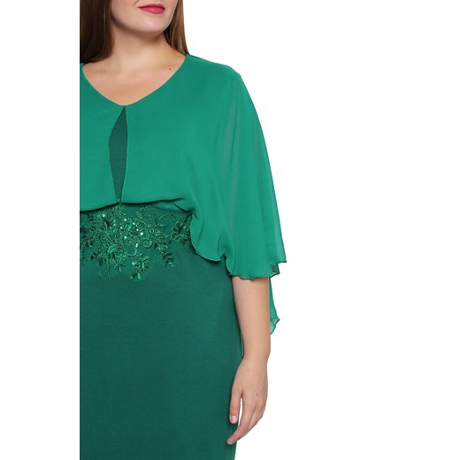 Sukienka zielona glamour z długim rękawem 