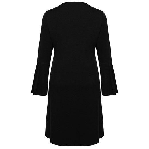 Sukienka czarna bez wzorów z elastanu midi z okrągłym dekoltem dla puszystych 