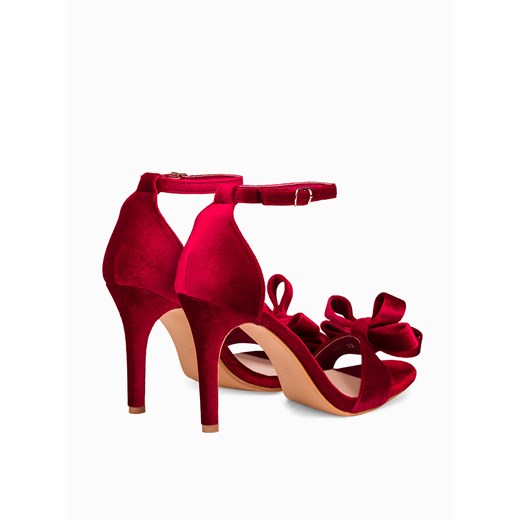 Sandały damskie Larica czerwone eleganckie bez wzorów na lato na szpilce 