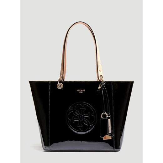 Shopper bag czarna Guess w stylu glamour bez dodatków 