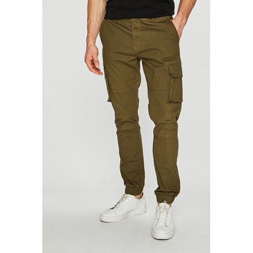 Only & Sons spodnie męskie tkaninowe zielone gładkie 