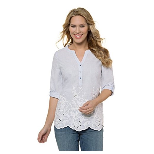 Gina Laura damska bluzka koszula bluzka, paski z haftem -  krój luźny l Gina Laura  sprawdź dostępne rozmiary okazyjna cena Amazon 