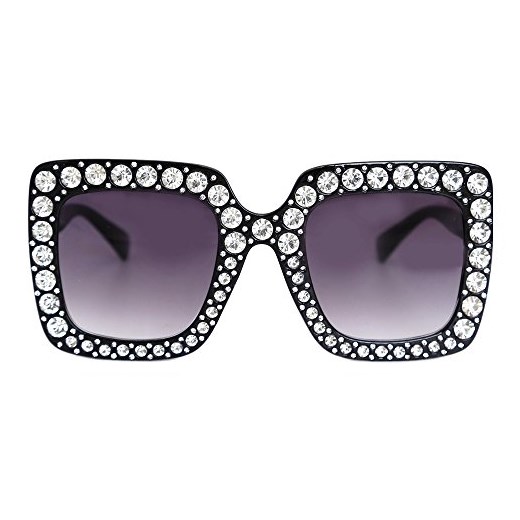 Natuwe & Co kryształ impreza okulary przeciwsłoneczne kobiety duże kwadratowe designerskie gradient soczewki -  czarny Natuwe&co 娜蔻  sprawdź dostępne rozmiary Amazon
