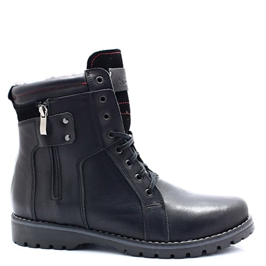 Buty zimowe męskie Kent ze skóry granatowe 