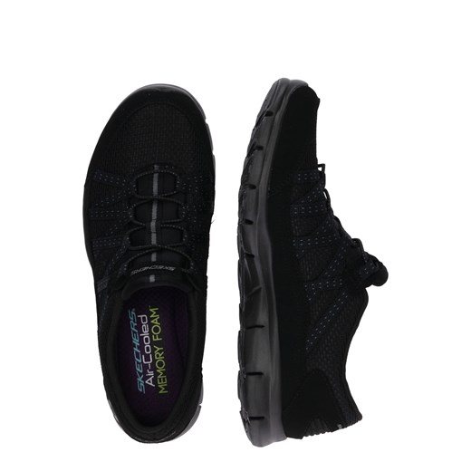 Czarne buty sportowe damskie Skechers sneakersy młodzieżowe na koturnie sznurowane 