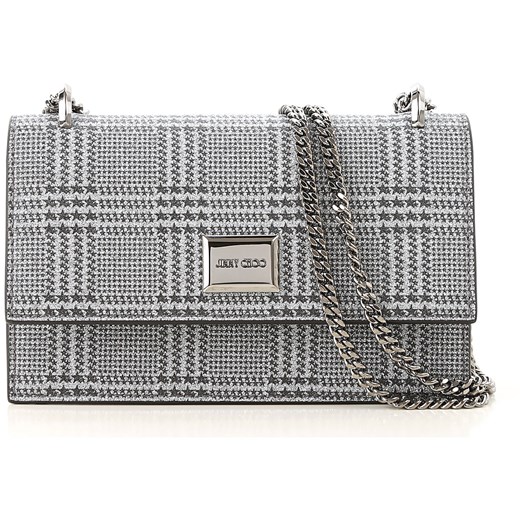 Kopertówka Jimmy Choo szara ze zdobieniami skórzana