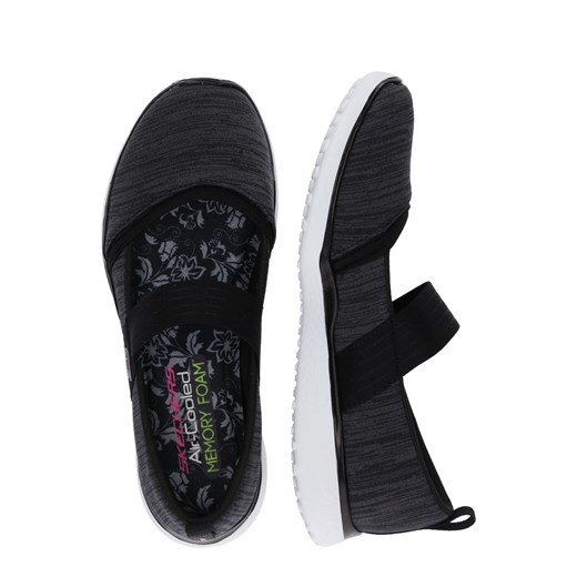 Buty sportowe damskie Skechers młodzieżowe na platformie czarne bez zapięcia 