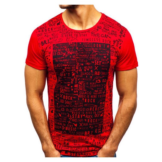 T-shirt męski z nadrukiem czerwony Denley 1173 Denley  L wyprzedaż  