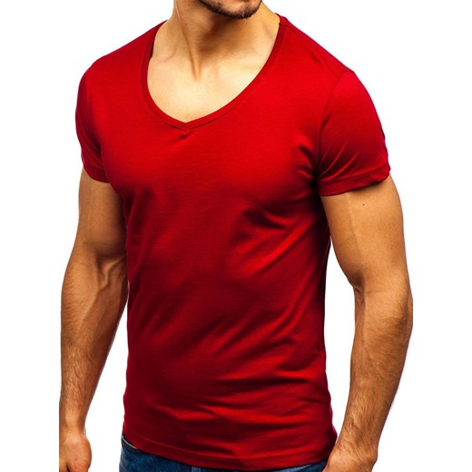 T-shirt męski w serek bordowy Denley 2309  Denley L promocyjna cena  