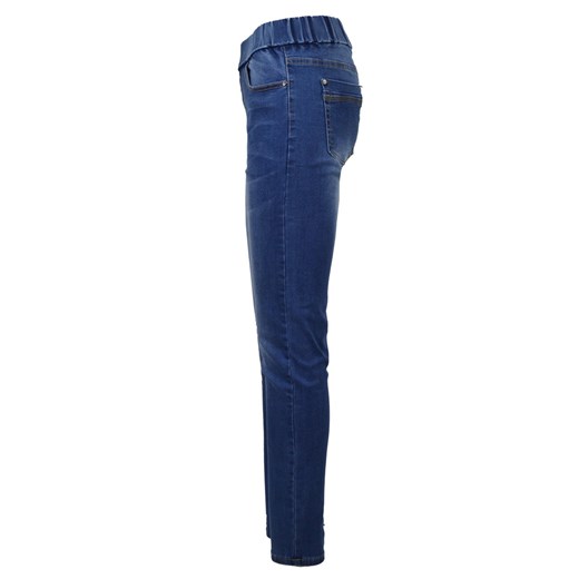 Niebieskie jeansy damskie Agrafka bez wzorów 