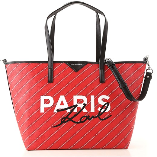Czerwona shopper bag Karl Lagerfeld bez dodatków 