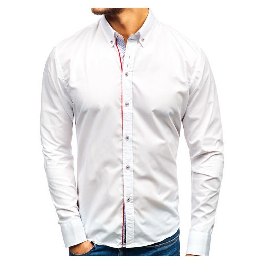 Koszula męska elegancka z długim rękawem biała Bolf 8839  Denley XL promocja  