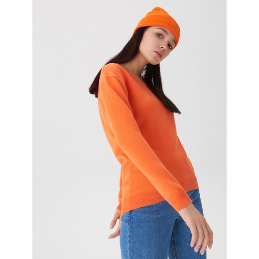 House - Gładki sweter z okrągłym dekoltem - Pomarańczo  House S 