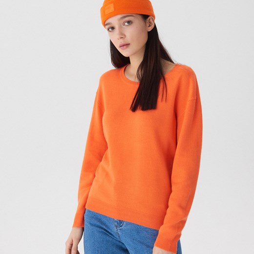 House - Gładki sweter z okrągłym dekoltem - Pomarańczo  House L 