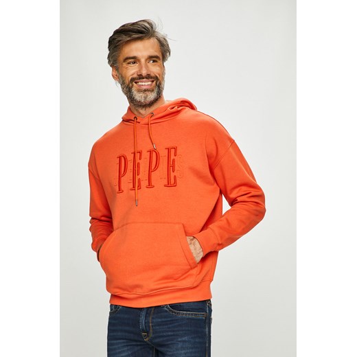 Bluza męska Pepe Jeans pomarańczowy jesienna z napisem 