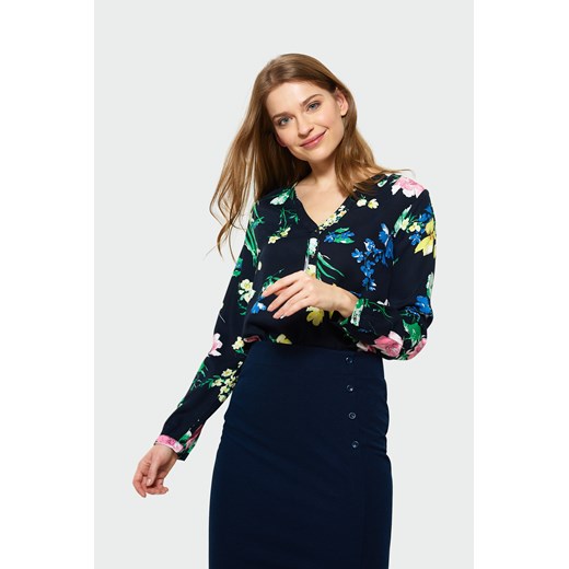 Bluzka damska Greenpoint z dekoltem w serek z długim rękawem elegancka w kwiaty 