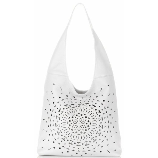 Shopper bag biała Vittoria Gotti wakacyjna ze skóry bez dodatków 