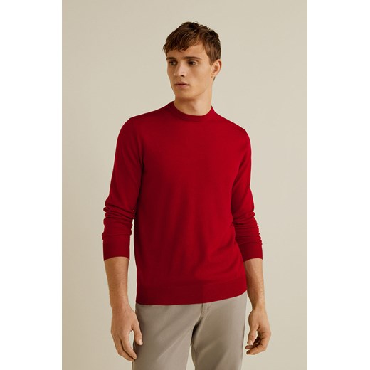 Sweter męski Mango Man czerwony z dzianiny bez wzorów casualowy 