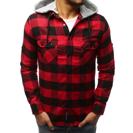 Koszula męska w kratę czarno-czerwoną (dx1697) Dstreet  L 