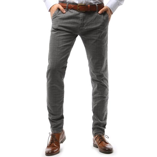Spodnie męskie szare w kratkę (ux1592) Dstreet  34 