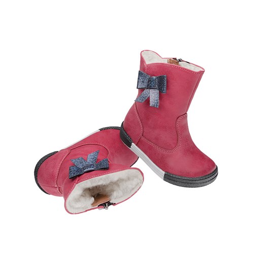Buty zimowe dziecięce Kornecki bez wzorów różowe na zamek 