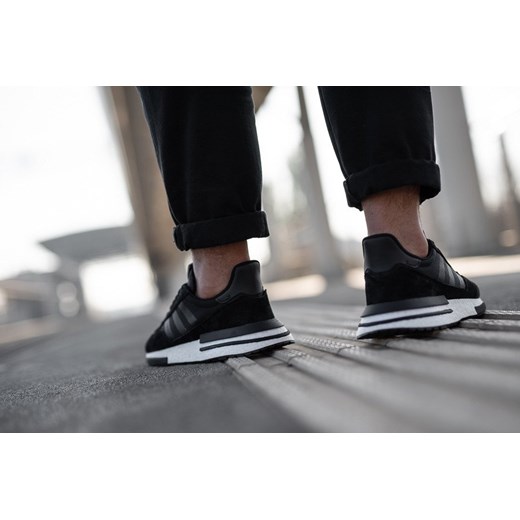 Czarne buty sportowe męskie Adidas Originals ze skóry sznurowane 