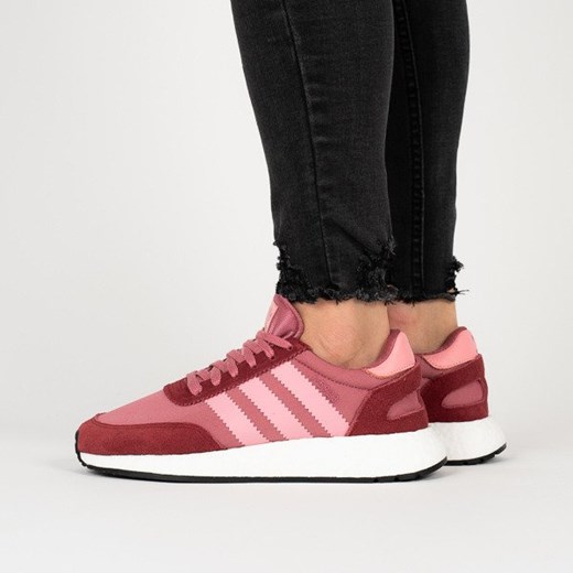 Różowe buty sportowe damskie Adidas Originals do biegania sznurowane na koturnie 