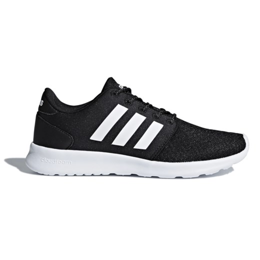 Buty sportowe damskie Adidas dla biegaczy cloudfoam czarne gładkie skórzane wiązane 