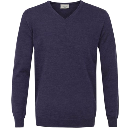 Sweter / pulower v-neck z wełny z merynosów w kolorze jasno fioletowym