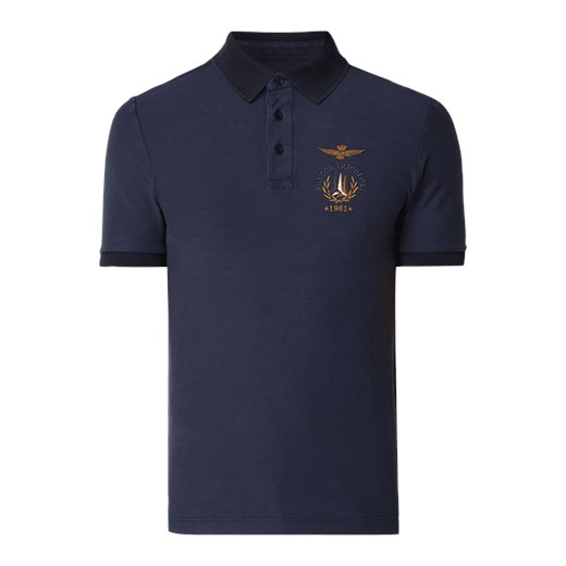 T-shirt męski niebieski Aeronautica Militare z krótkim rękawem casual 
