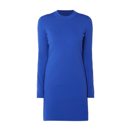 Sukienka Calvin Klein z okrągłym dekoltem niebieska na spacer z długim rękawem prosta 