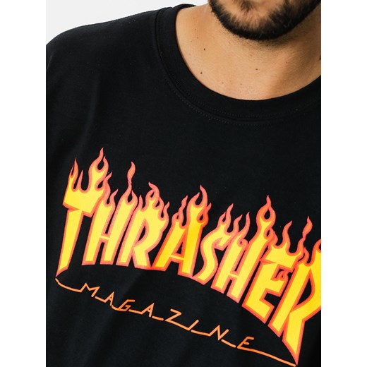 T-shirt męski Thrasher bawełniany czarny z krótkim rękawem 