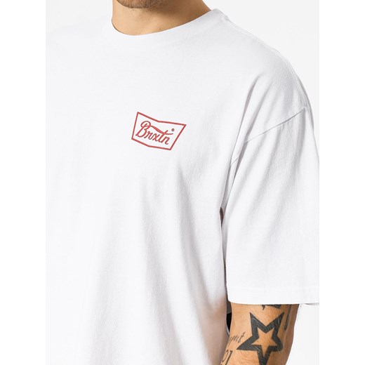 T-shirt męski Brixton z krótkim rękawem biały w stylu młodzieżowym 