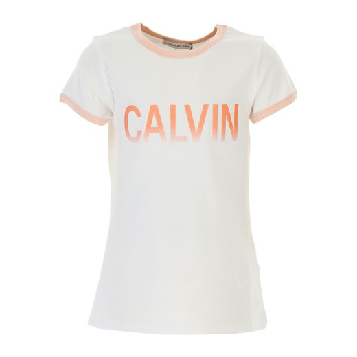 Bluzka dziewczęca Calvin Klein z bawełny z krótkim rękawem 