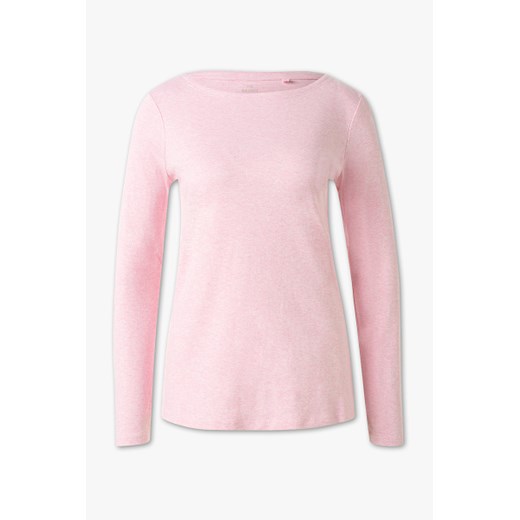 Różowa bluzka damska Yessica bez wzorów z długimi rękawami bawełniana 