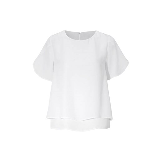 Biała bluzka damska Cellbes z krótkimi rękawami z okrągłym dekoltem 